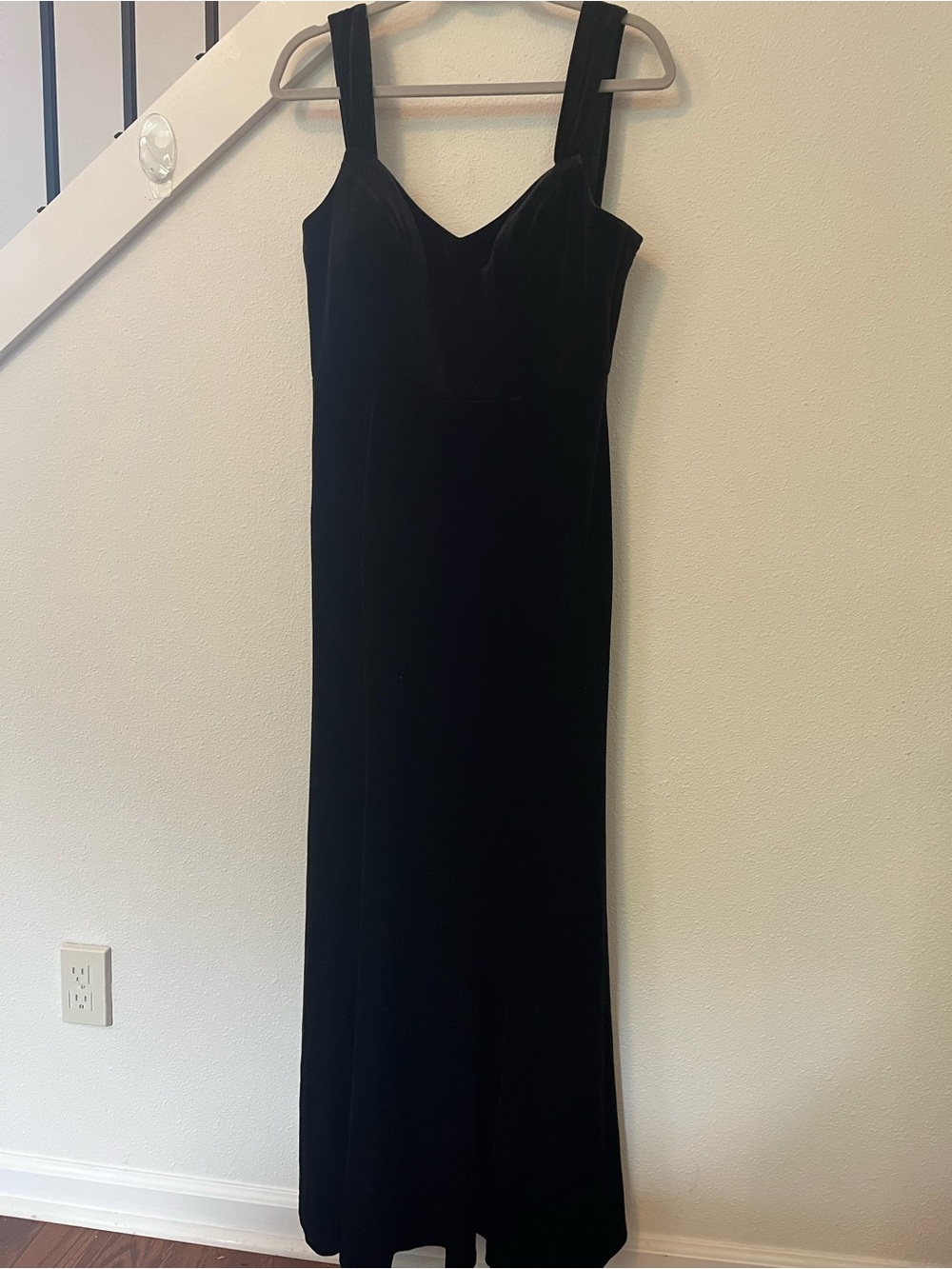 Azazie Black Velvet Maxi Dress with Wide Straps